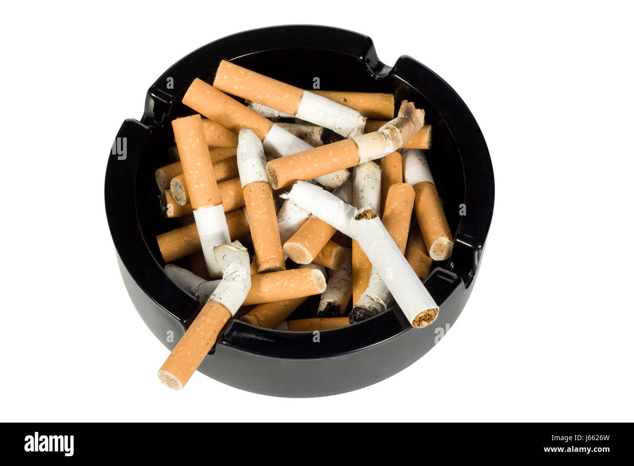cigarette ashtray tobacco nicotine unhealthy cigarette object isolated black Stock Photo