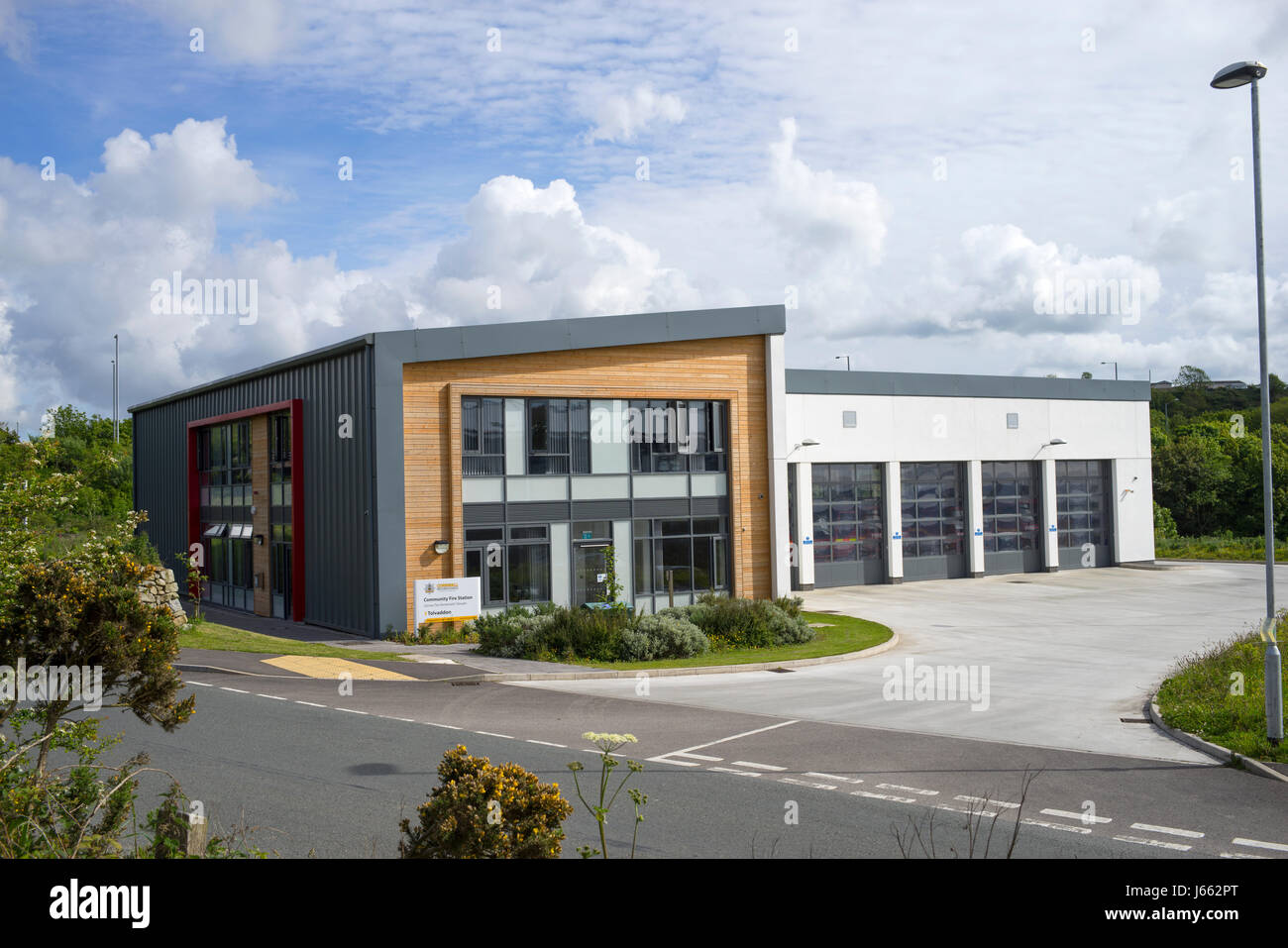 New Tolvaddon Community Fire Station, Camborne Cornwall England UK.  This recently built fire station serves Camborne,  Pool, Redruth and Hayle (CPRH) Stock Photo