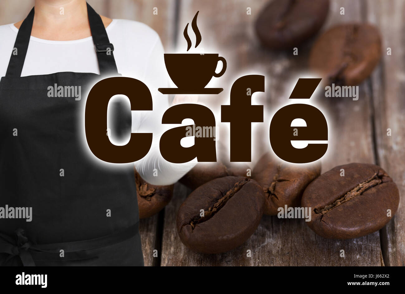 Cafe concept is shown by coffee roasters. Stock Photo