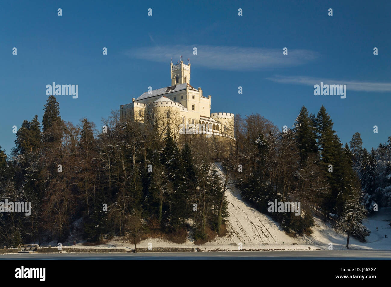 Trakoscan castle in winter Stock Photo