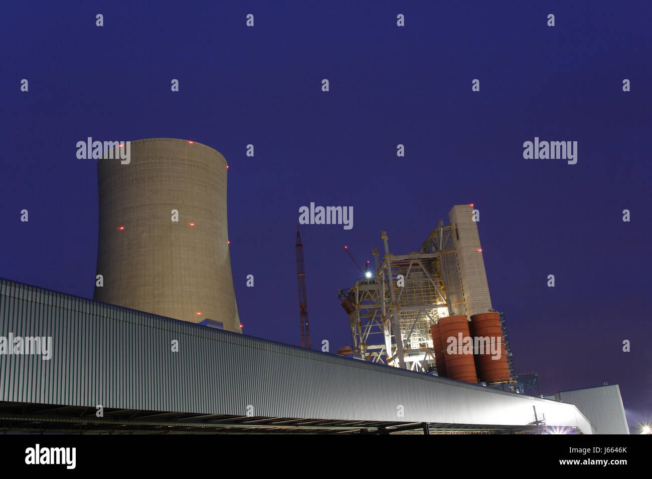 industry power station cooling tower generator energy supply climate change Stock Photo