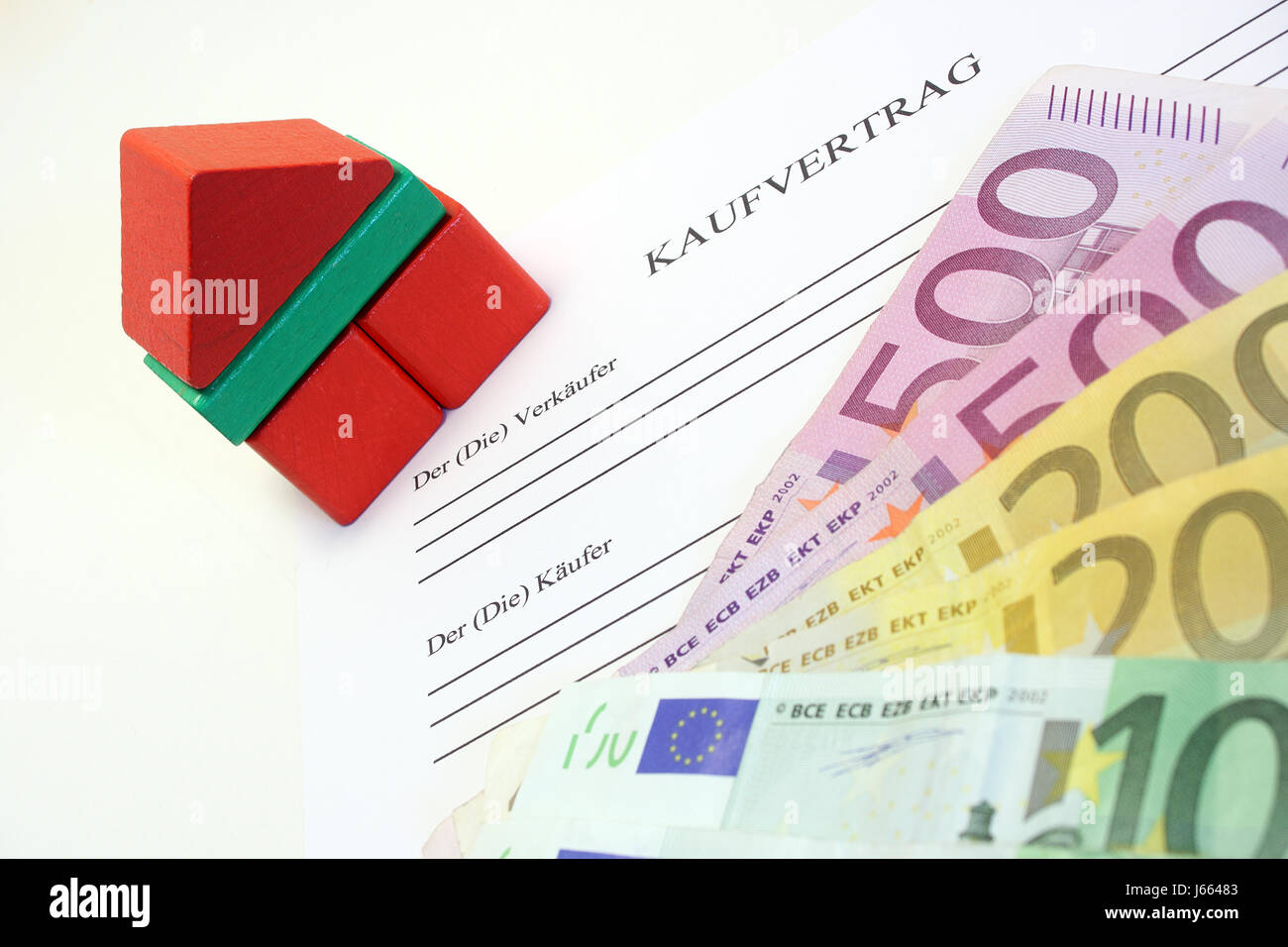 contract euro cost bank notes purchase contract business dealings deal business Stock Photo