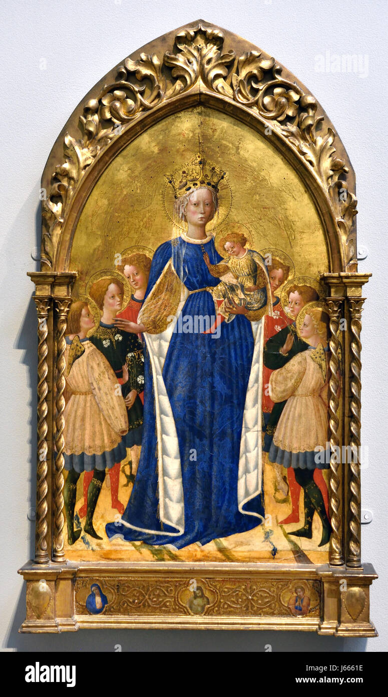 The Virgin and Child with Six Angels and Two Cherubim 1440-50, Francesco d'Antonio di Bartolomeo 1393 -  1452 Italy Italian Stock Photo