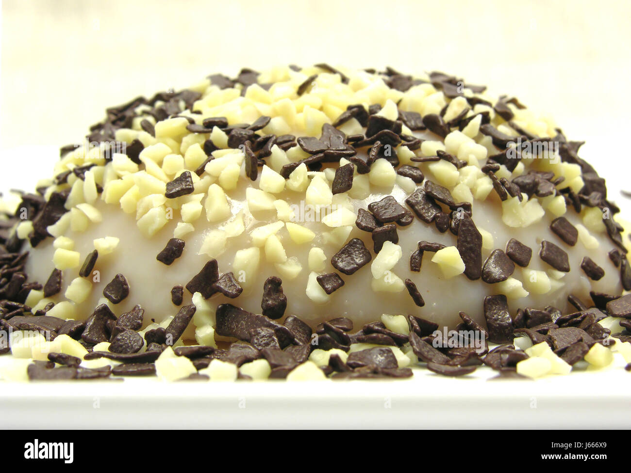 pudding dessert almonds tonsils chocolate food aliment macro close-up macro Stock Photo