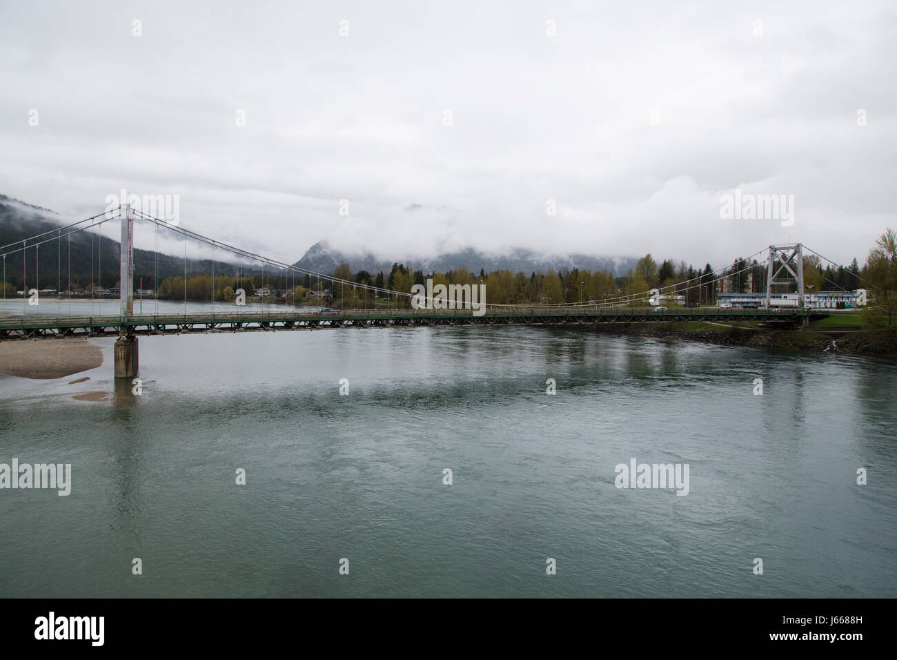 Suspension bridge over the Columbia River at Revelstone in British