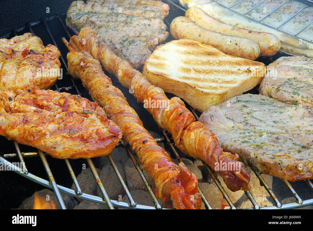 fish trout grill barbecue barbeque meat food aliment fish hot boil cooks Stock Photo
