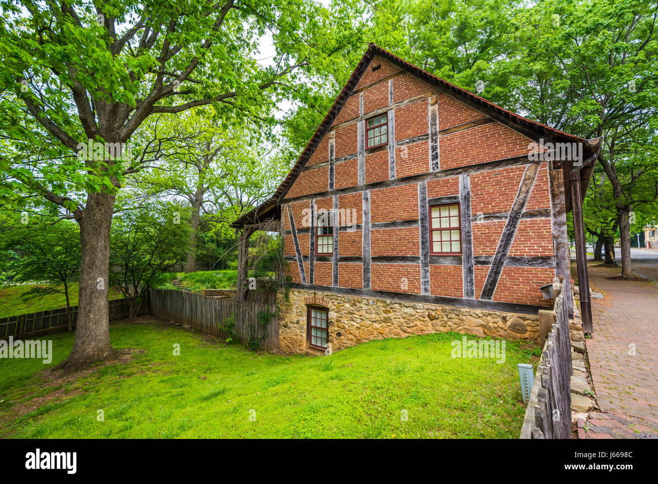 Historic brick building in Old Salem, in WinstonSalem, North Carolina