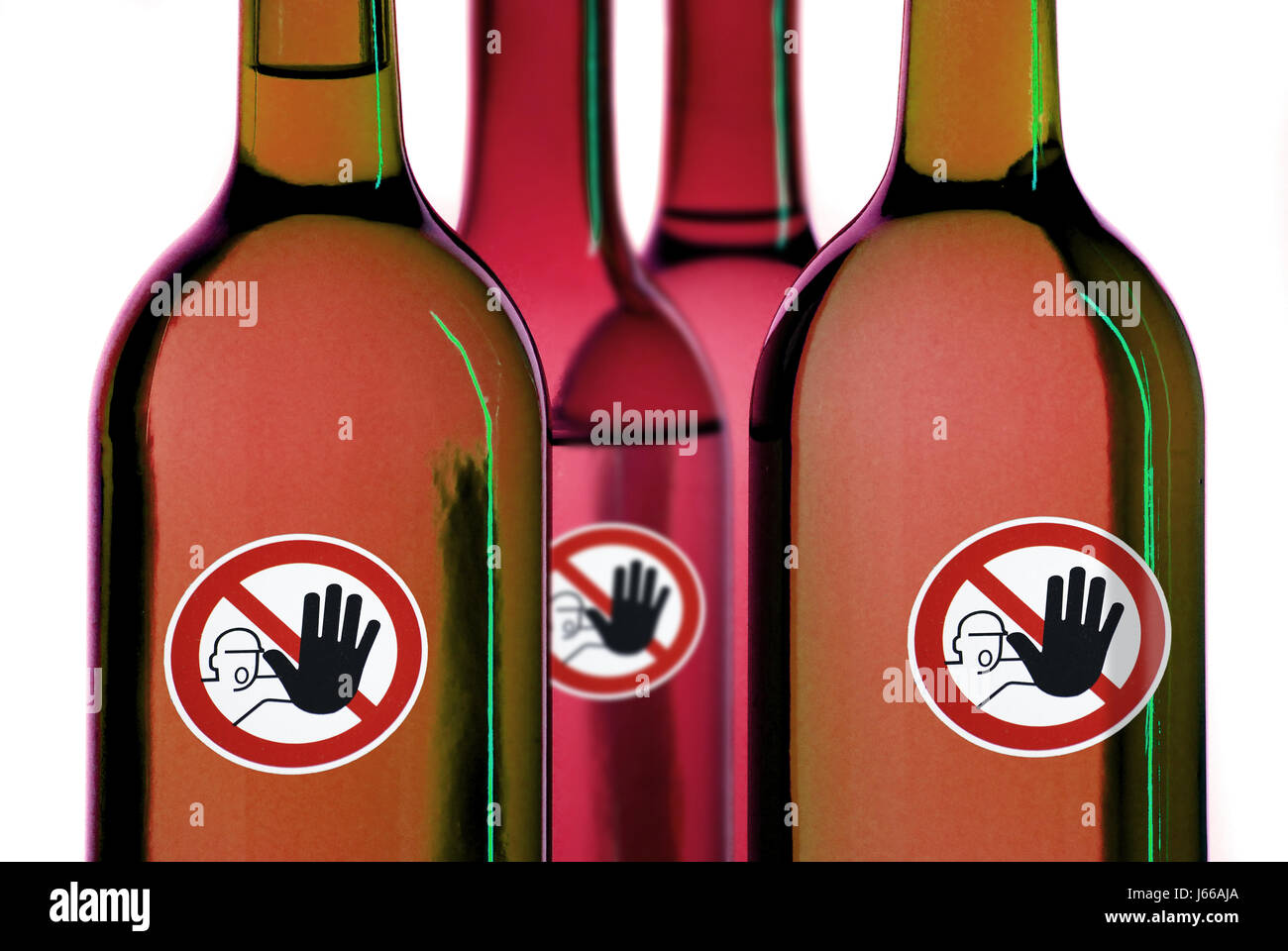 drink drinking bibs alcohol caution addiction addicted warning alcoholism sign Stock Photo