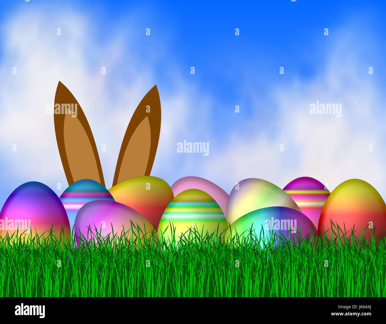 play of colours easter hare illustration gift easter egg egg loop bunny play of Stock Photo