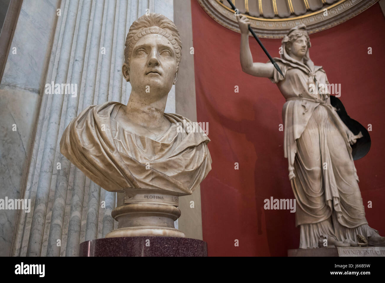 Rome. Italy. Portrait bust of Pompeia Plotina, wife of Emperor Trajan, the Round Hall, Pio Clementino Museum, Vatican Museums. Musei Vaticani. Stock Photo