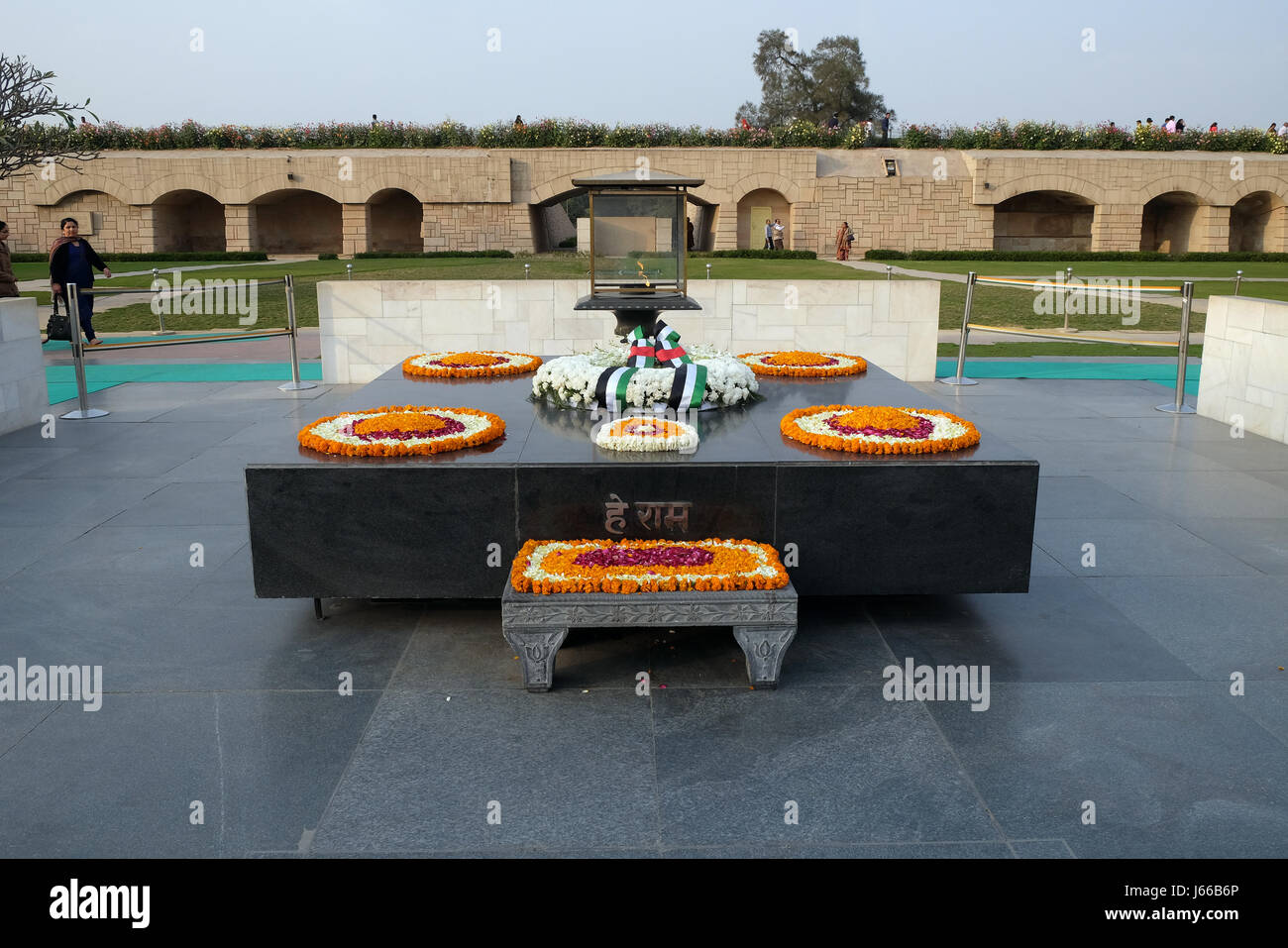 Rajghat, New Delhi. Memorial at Mahatma Gandhi body cremation place, Delhi, India on February, 13, 2016. Stock Photo