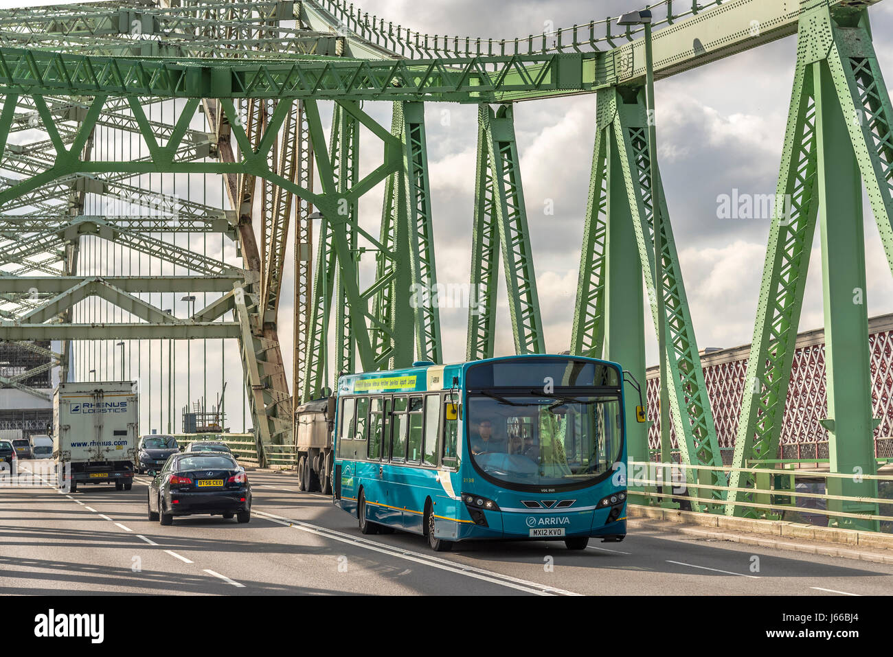 Arriva bus on the Queensway bridge Widnes Stock Photo Alamy