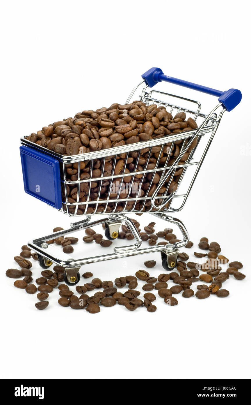 shopping trolley cart semiluxury food oxidized special offer import coffee Stock Photo