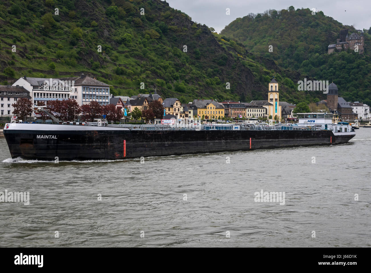Freight transport on the river Rhine, Germany Stock Photo