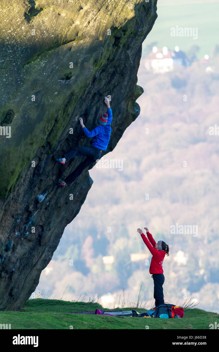 Young female climber climbing route hires stock photography and images