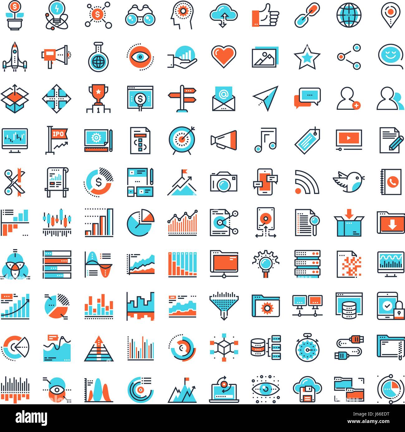 Flat Line Web Icons Stock Vector Image & Art - Alamy