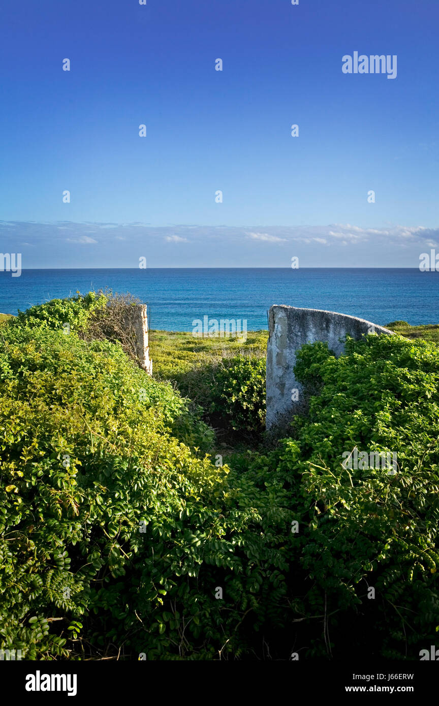 horizon wall ruins clouds abandoned firmament sky salt water sea ocean