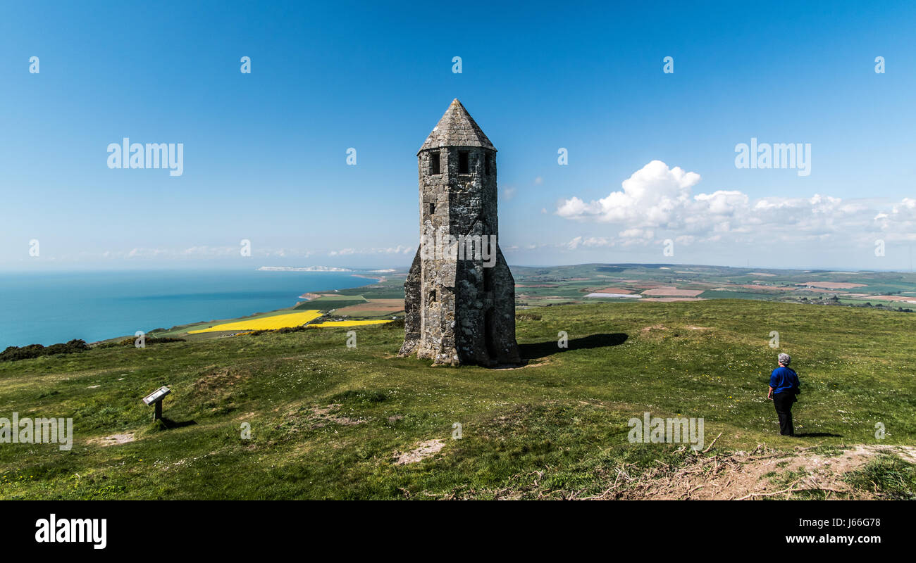 St Catherine's Oratory and distant views Stock Photo
