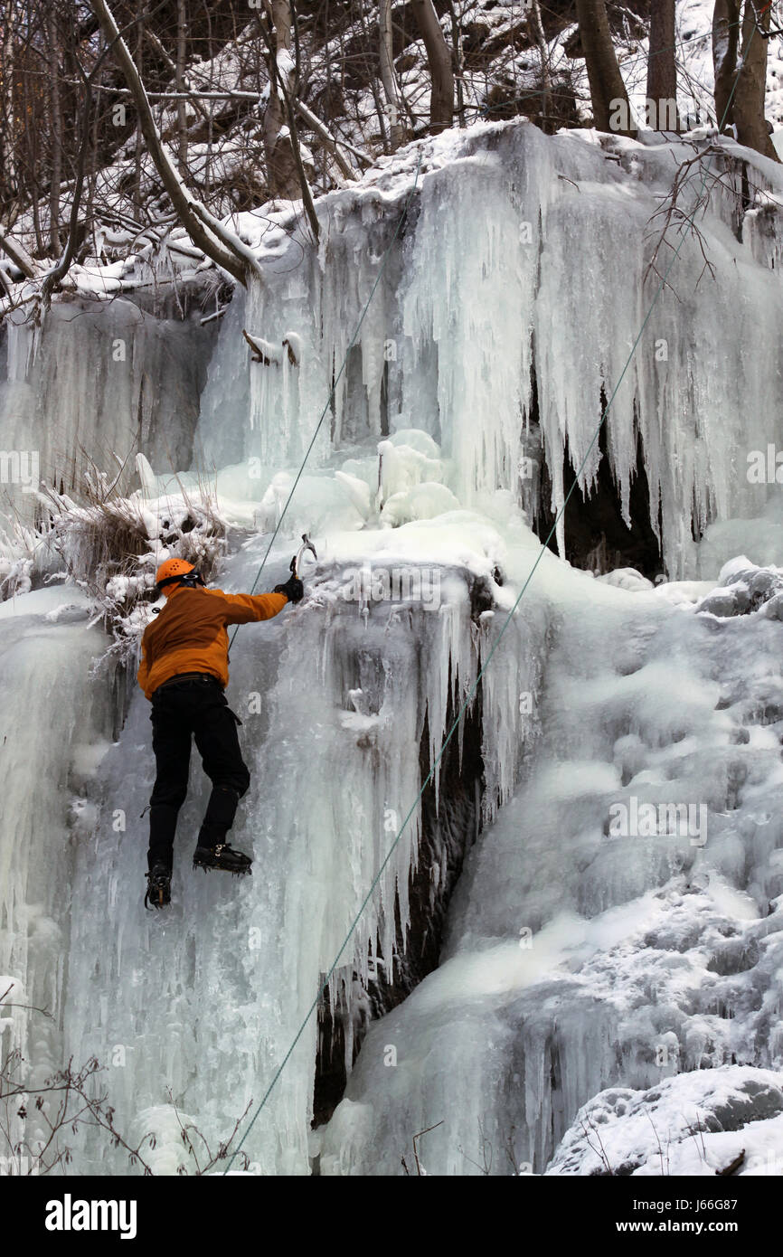 ice climbing Stock Photo
