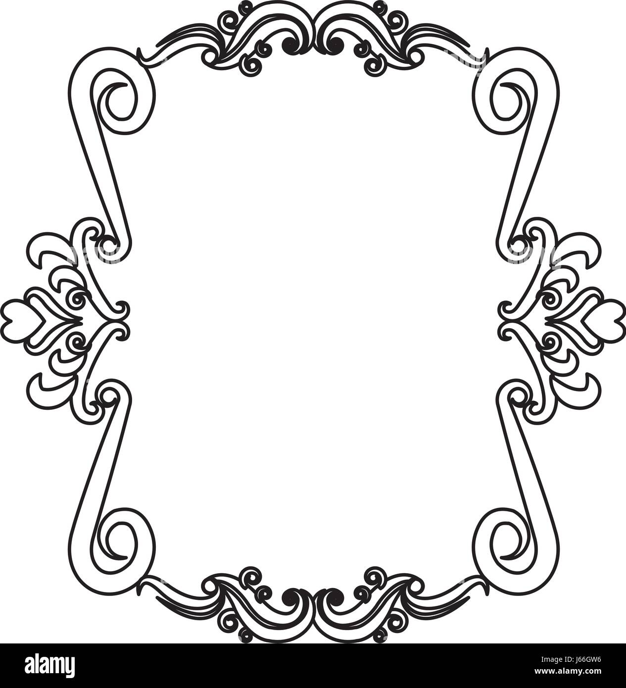 romantic decorative frame floral border cute image Stock Vector Image ...