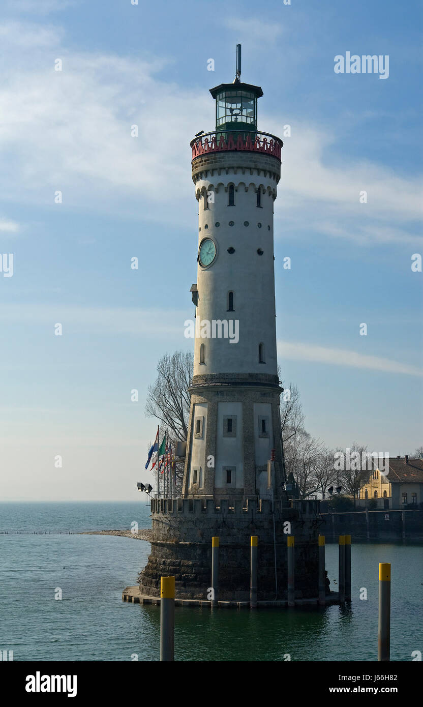 lighthouse in lindau at lake constance Stock Photo