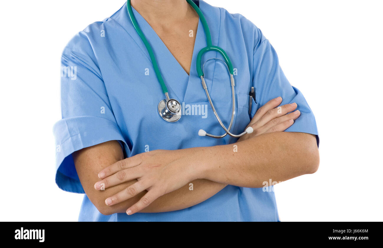 medicinally medical uniform doctor physician medic medical practicioner blue Stock Photo