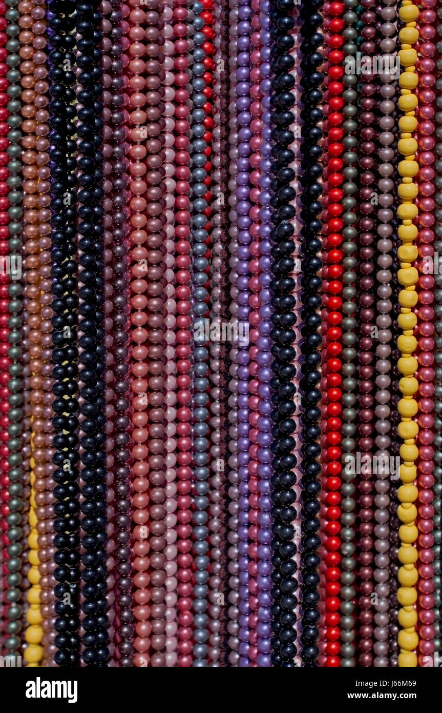 pearls necklaces fashion fashionable coloured colourful gorgeous multifarious Stock Photo