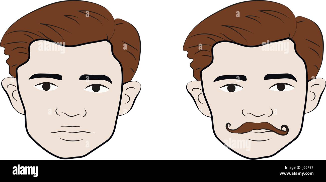 Set of vector men faces, emblems, icons, labels Stock Vector Image