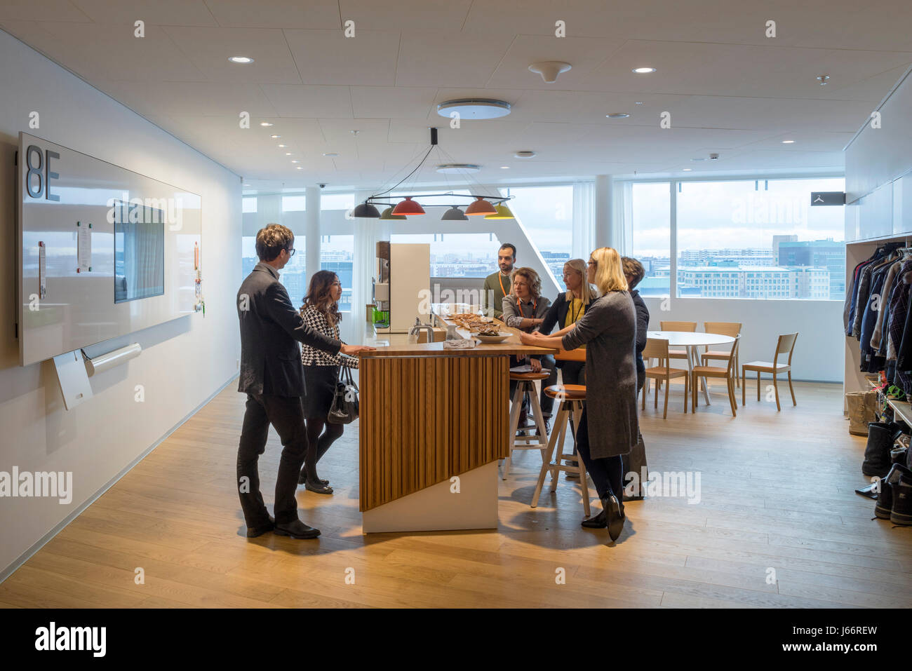 with staff interacting. Swedbank Head Office Stockholm