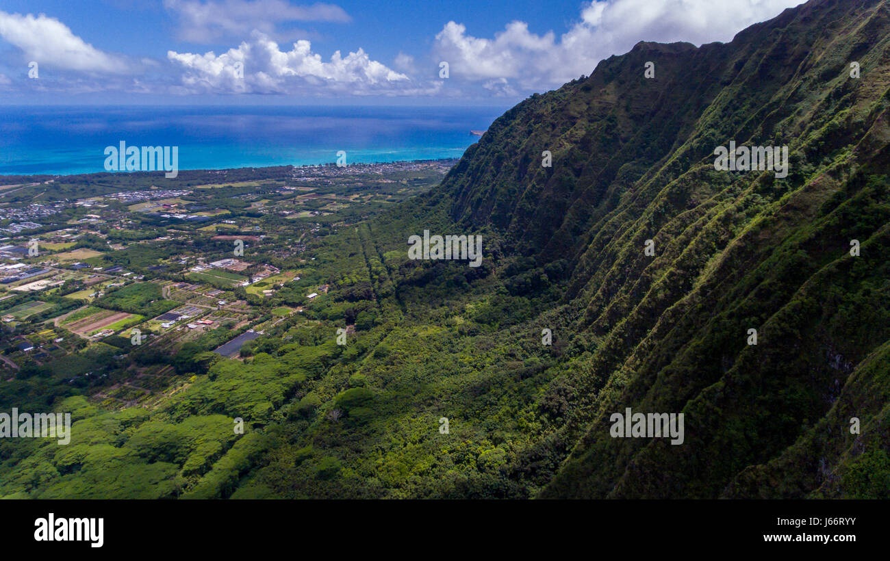 Drone view oahu island hawaii hi-res stock photography and images - Alamy