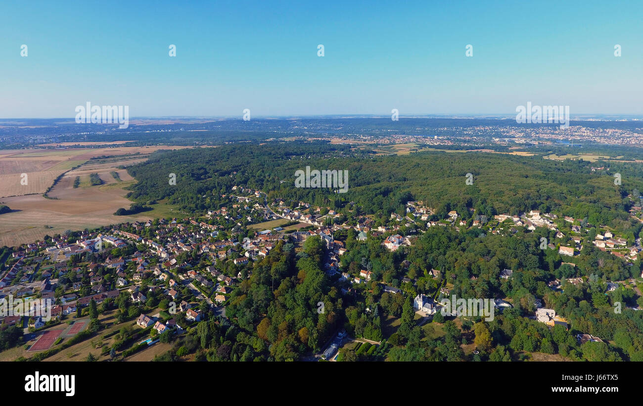 Aerial view of Morainvilliers Bures village, Yvelines, France Stock Photo