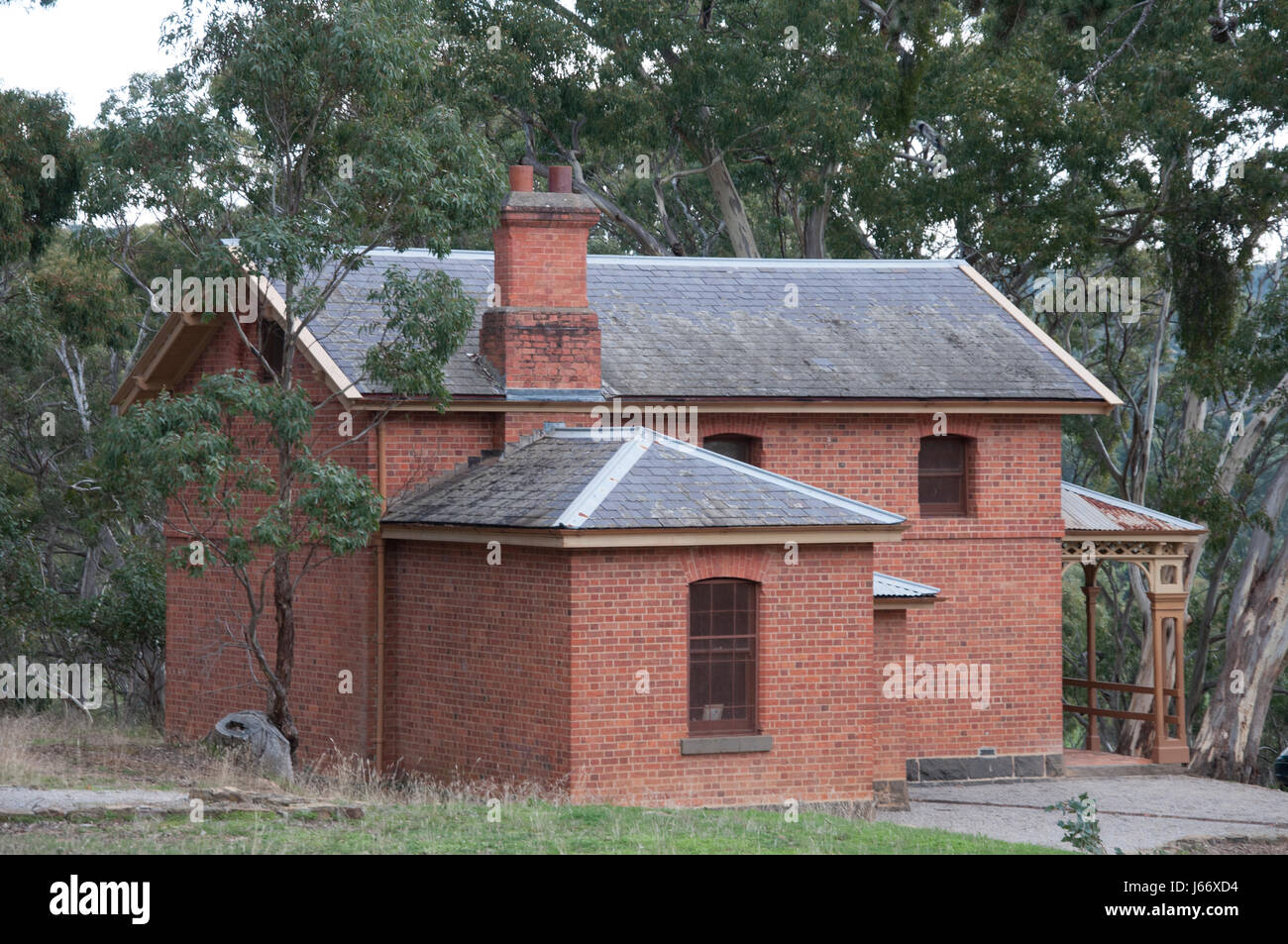 Historic Gold Rushera courthouse in the ghost town of Steiglitz in the