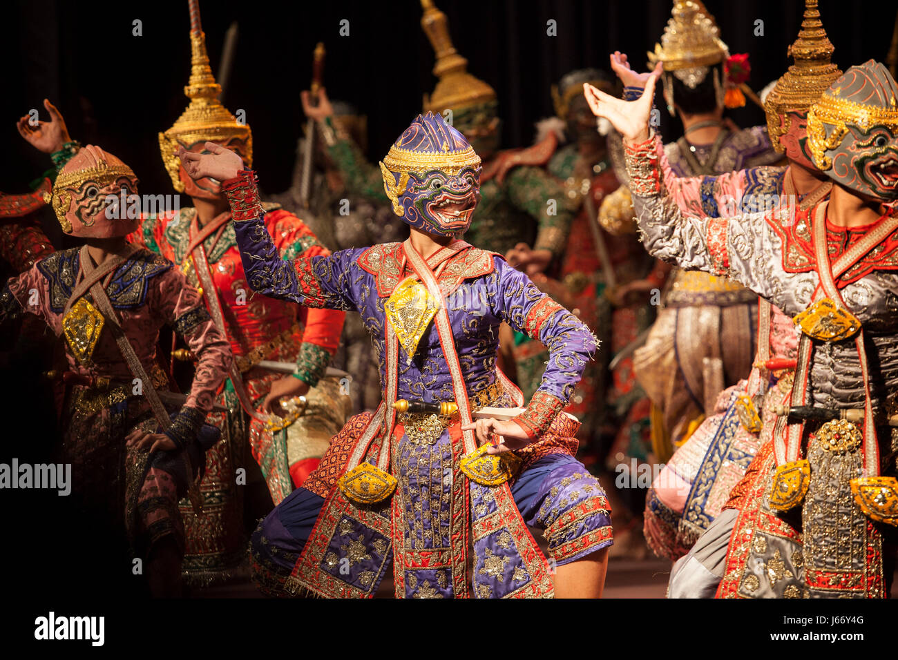 BANGKOK THAILAND - AUGUST 7 hanuman brothers one part of Praram army force great scene in Khon playing one theme of great thai lliterature Ramayana s Stock Photo