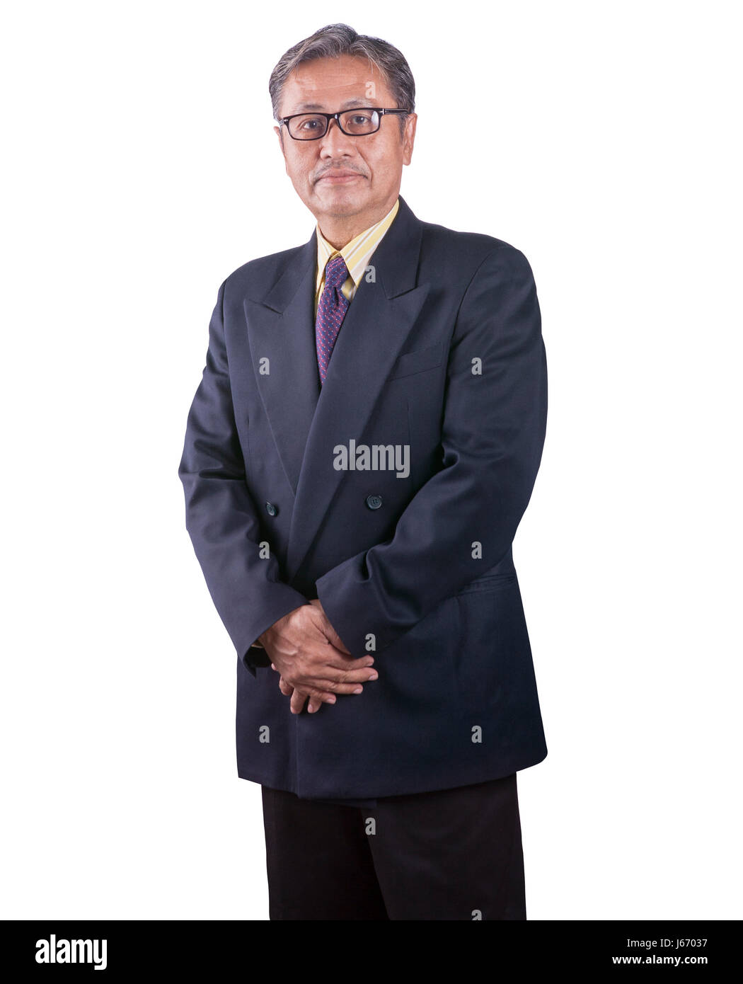 portrait of senior asian business man standing with smiling face ...