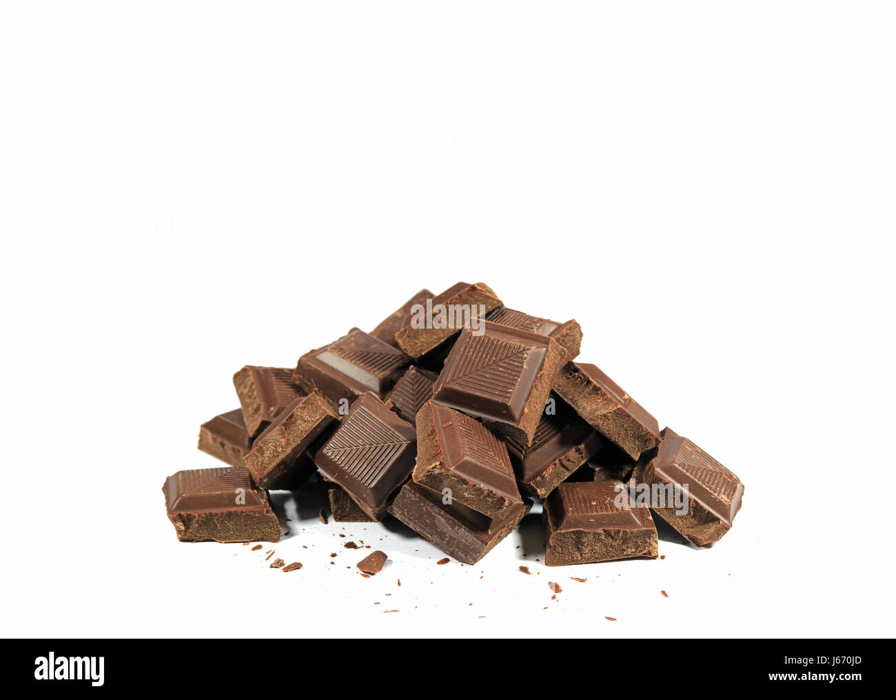 Pile of Dark Chocolate Chunks Isolated on White Background with Free ...