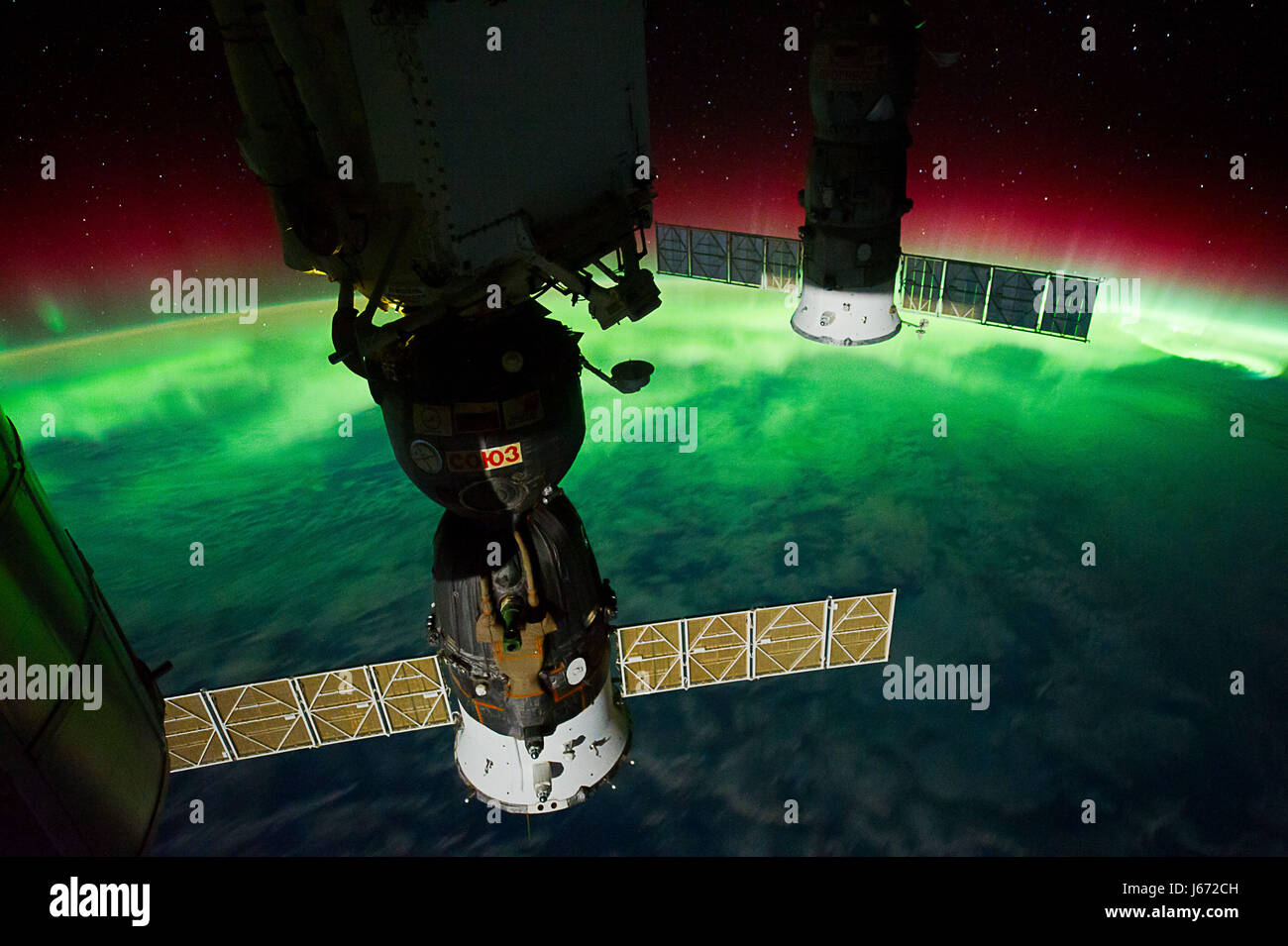 PICTURE SHOWS: (17 Sept. 2011) --- This is one of a series of night time images photographed by one of the Expedition 29 crew members from the International Space Station. It features Aurora Australis, seen from a point over the southeast Tasman Sea near southern New Zealand. The station was located at 46.65 degrees south latitude and 169.10 degrees east longitude.  ...   Prepare to have your mind blown - NASA has collected together a treasure trove of more than 140,000 images, videos and audio files.  The stunning collection consolidates imagery spread across more than 60 collections into one Stock Photo