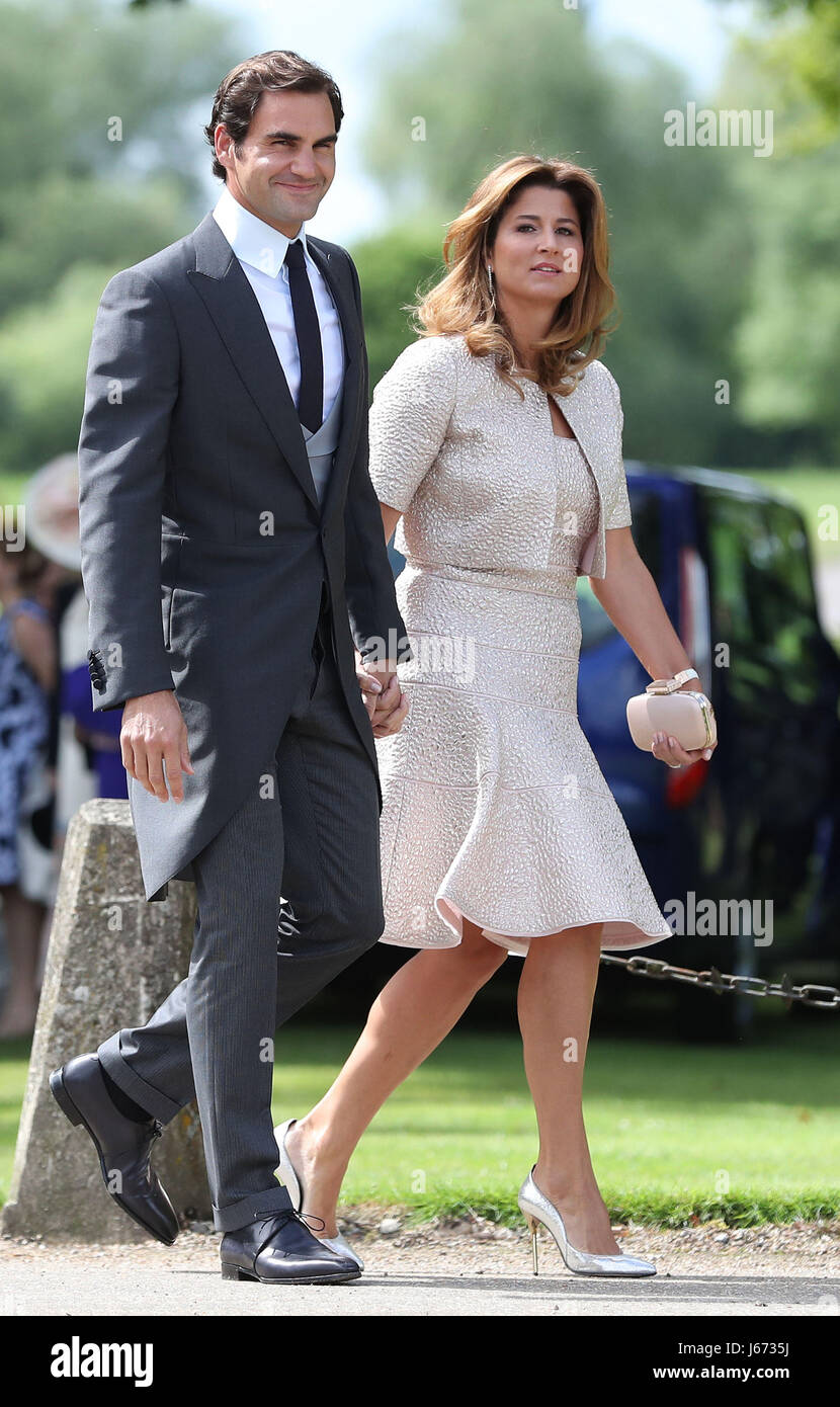 Roger Federer and his wife Mirka arrive ahead of the wedding of the Duchess  of Cambridge's sister Pippa Middleton to her millionaire groom James  Matthews, dubbed the society wedding of the year