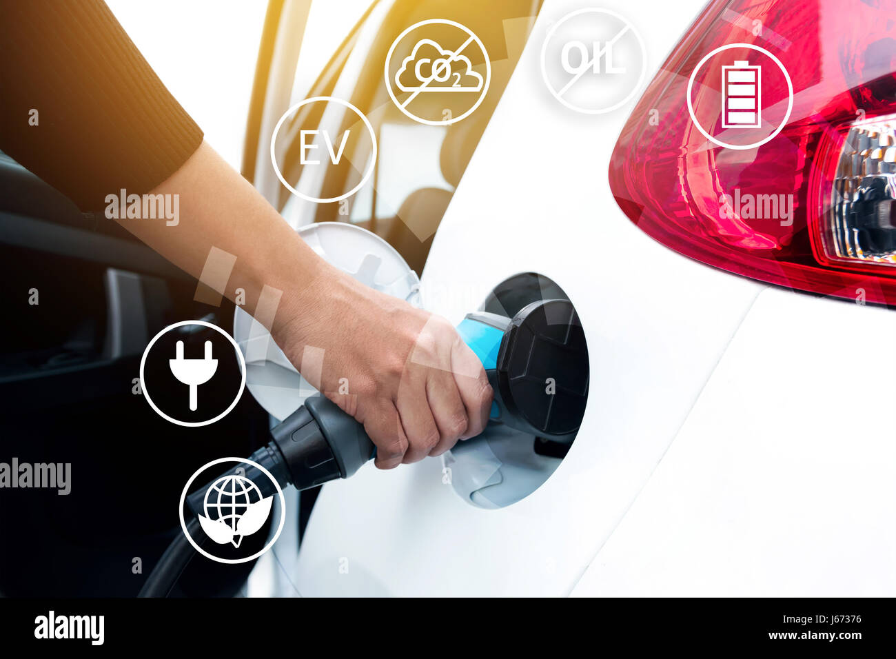 Air pollution and reduce greenhouse gas emissions concept. Hand holding