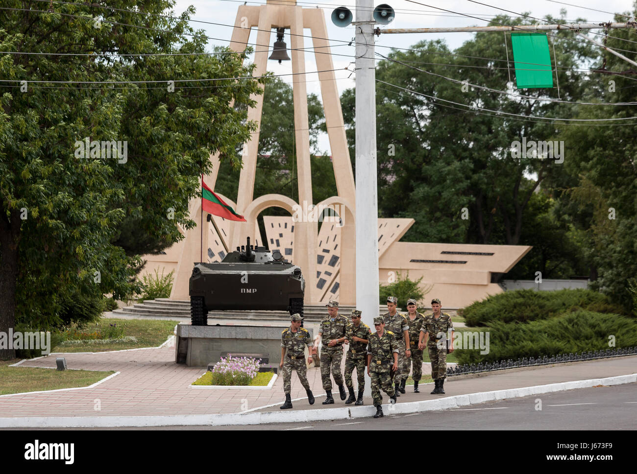 Bender, Moldova, soldiers at the memorial for the Transnistria conflict Stock Photo