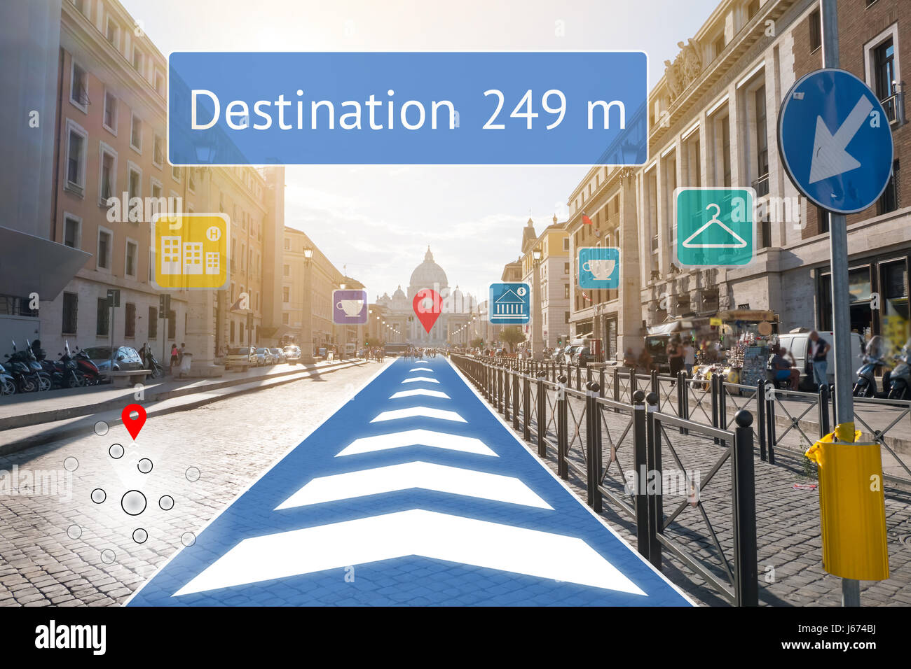 Augmented reality technology , Virtual Navigation concept. Graphic of