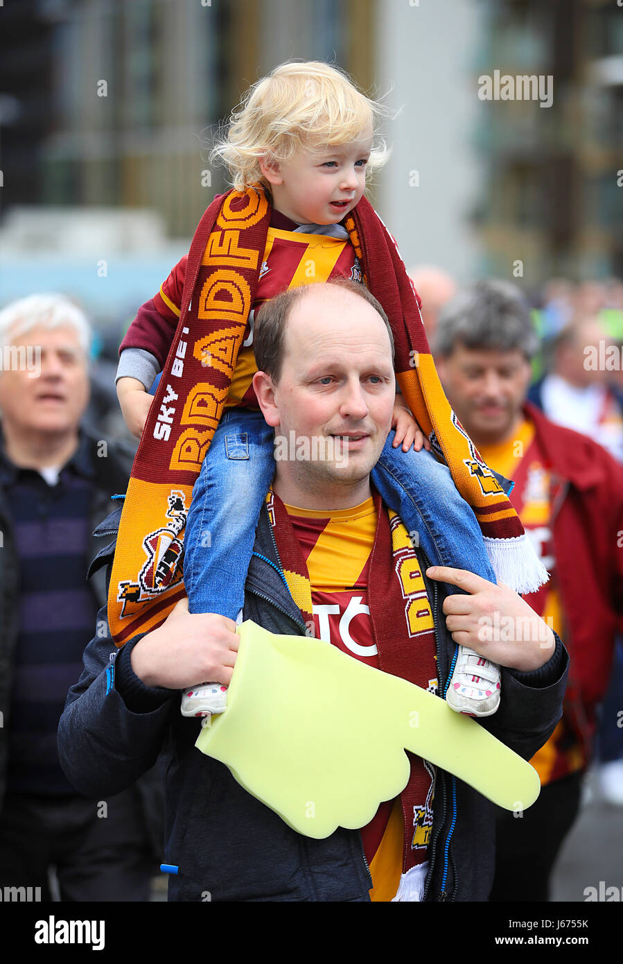 Bradford City fans arriving for the Sky Bet League One play off final