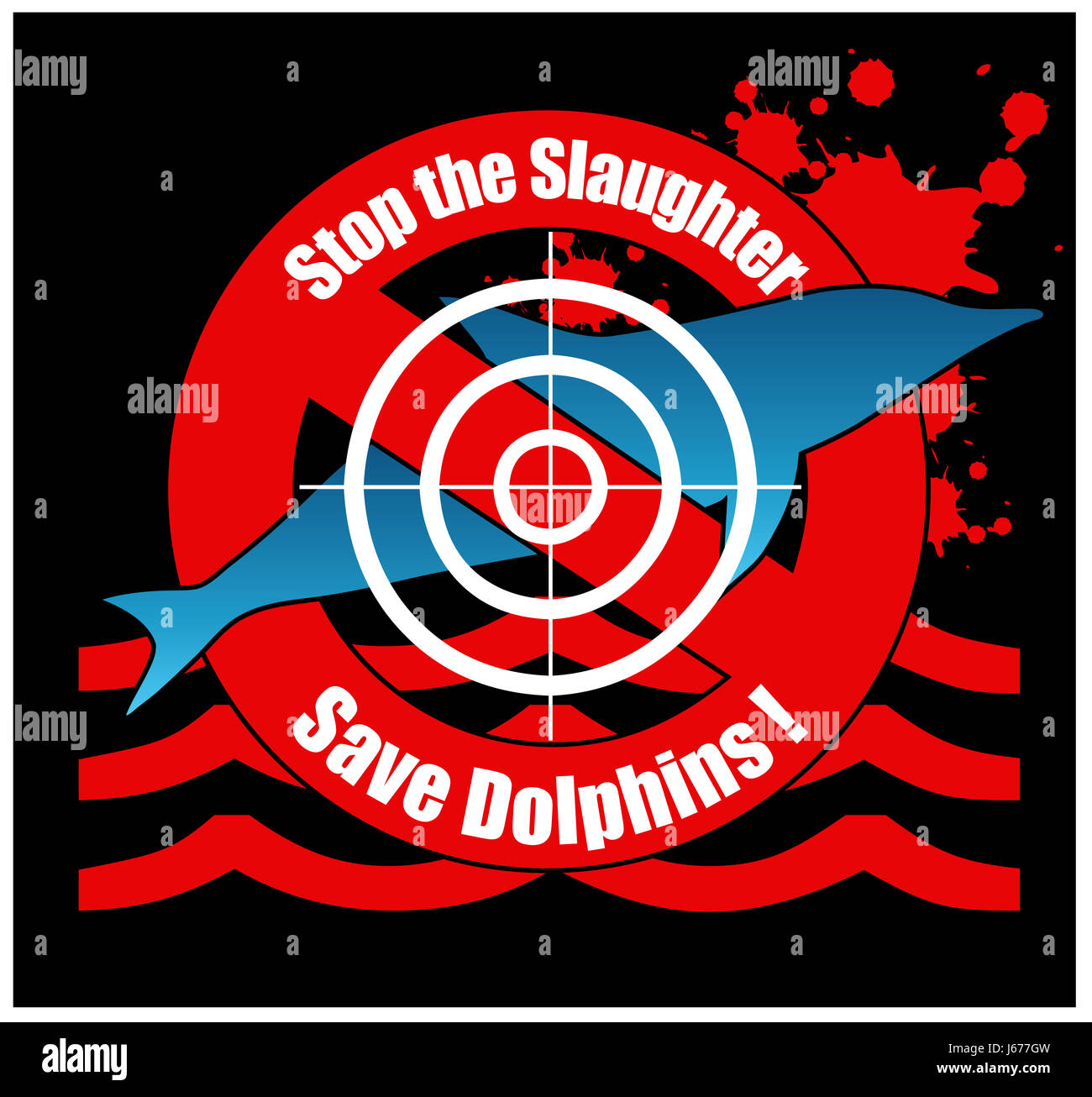 Save the dolphins, stop the slaughter Stock Photo
