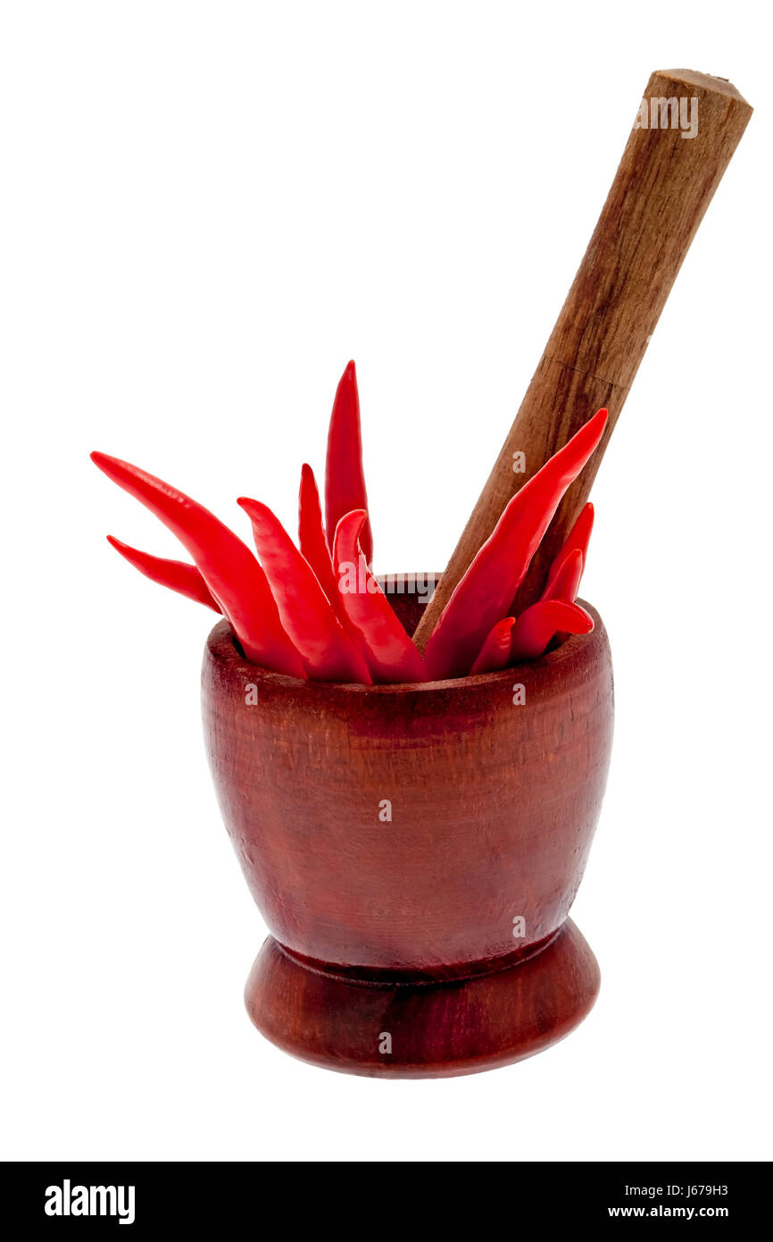 food aliment spice vegetable mortar pestle chilli chili food aliment indoor Stock Photo