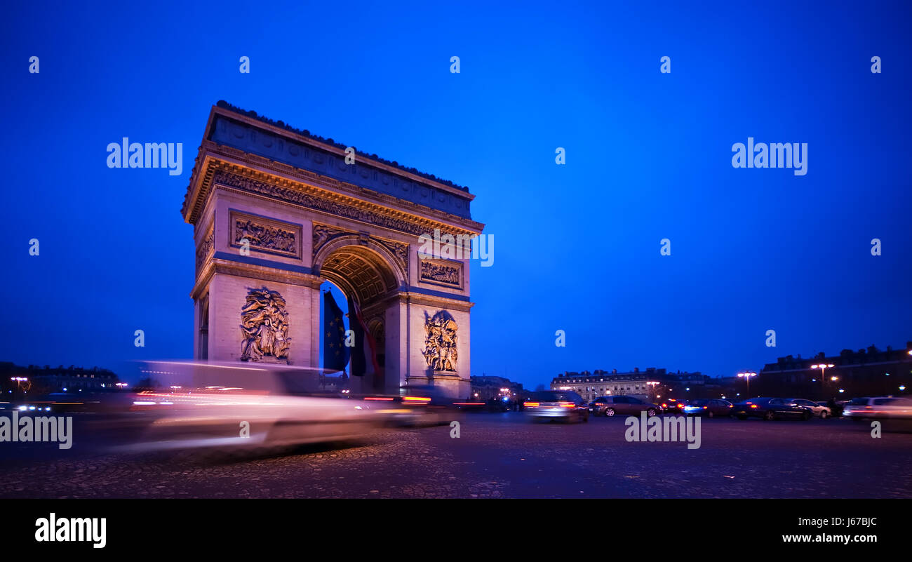 monument arc europe paris france blue tower beautiful beauteously nice travel Stock Photo