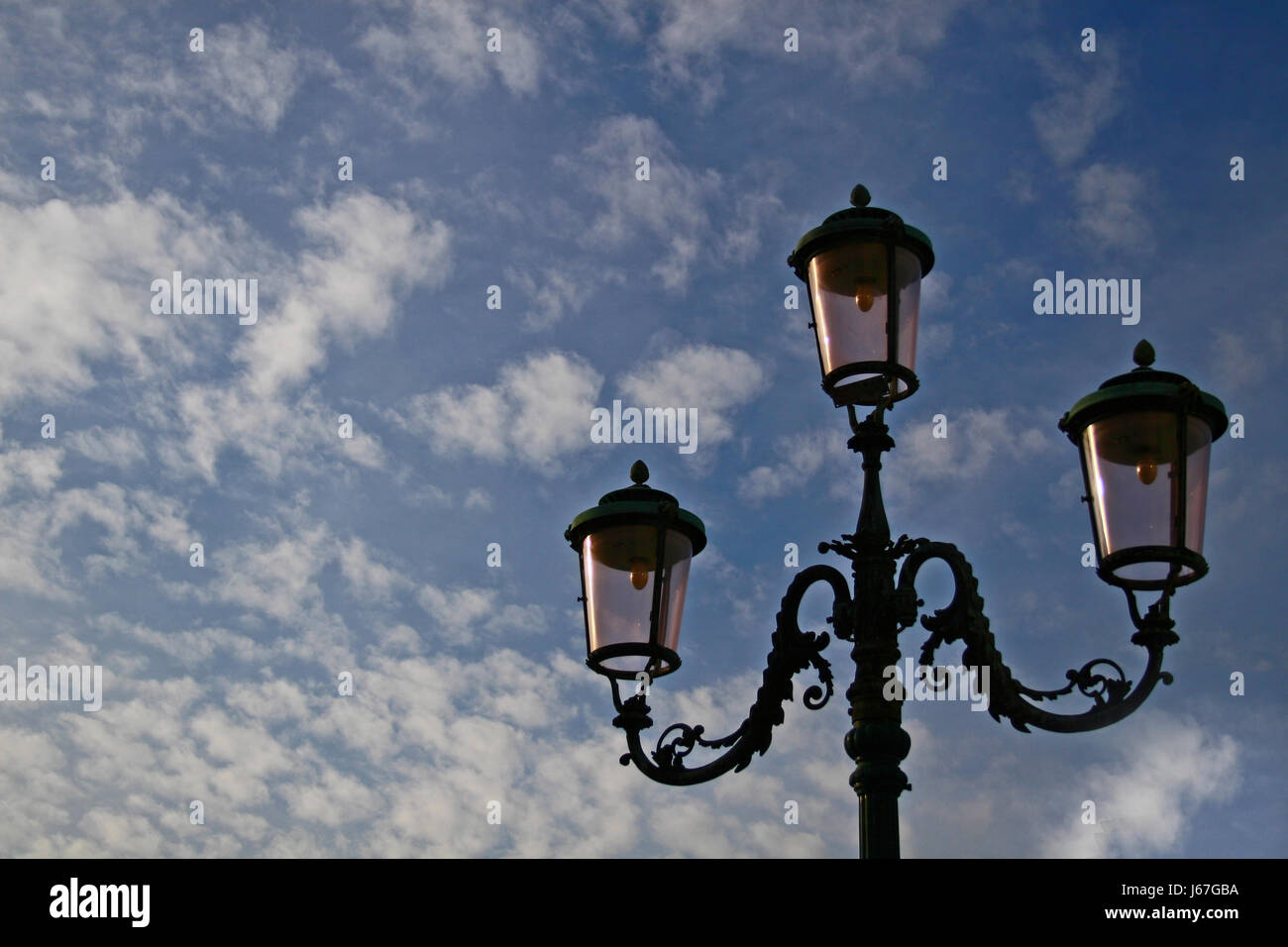 antique romantic cloud lantern sky blue firmament sky lighting illumination Stock Photo