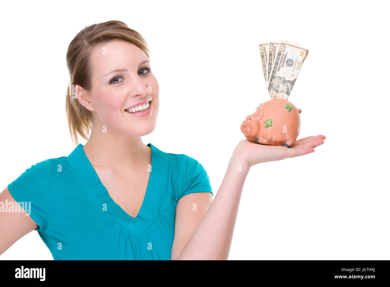 woman with piggy bank Stock Photo - Alamy