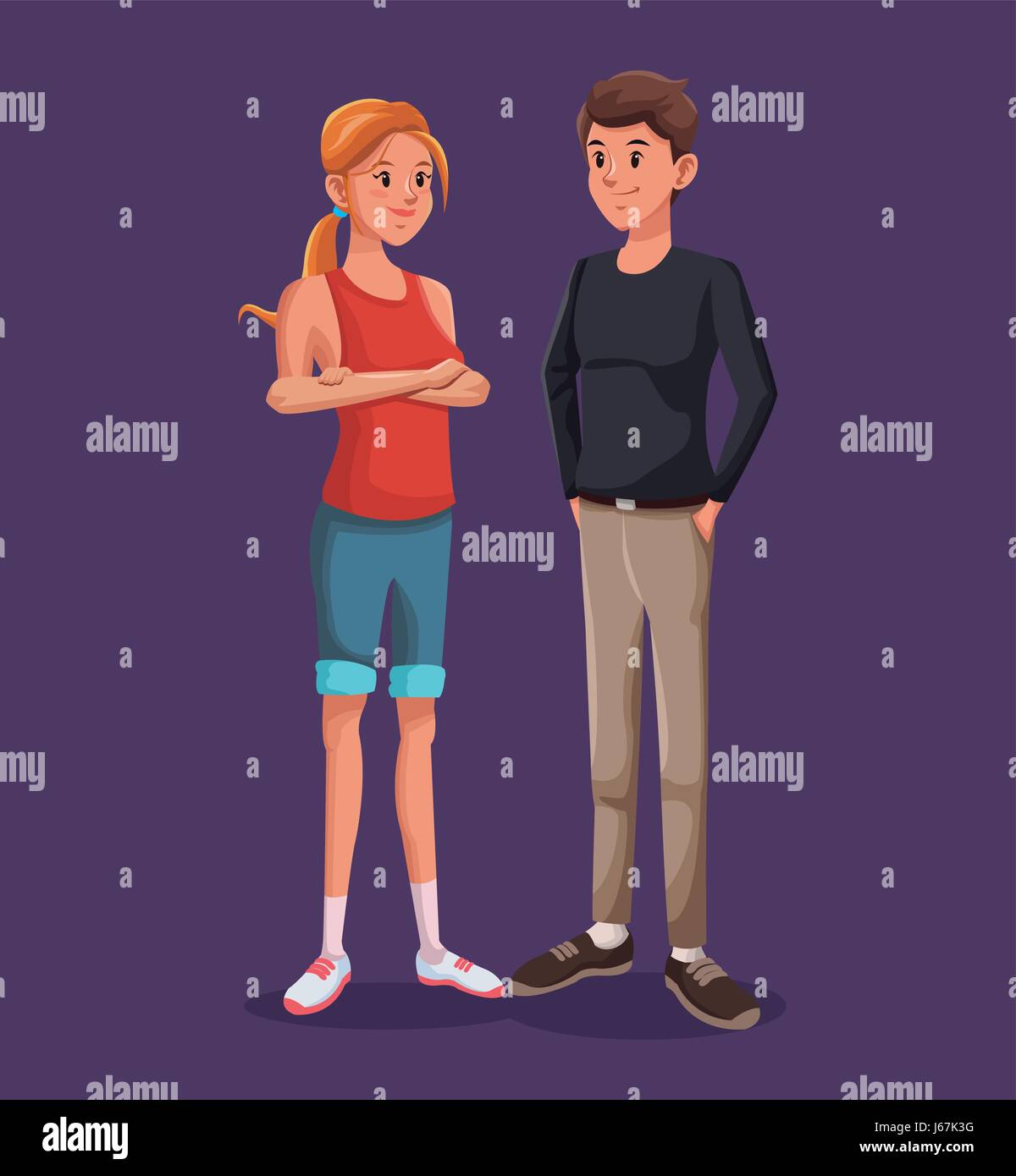 young couple standing fashion style Stock Vector Image & Art - Alamy