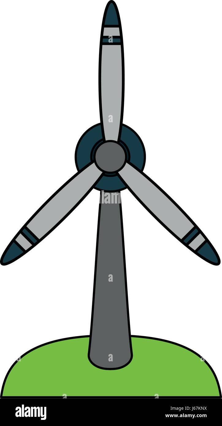 color image cartoon wind turbine eolic energy Stock Vector Image & Art -  Alamy