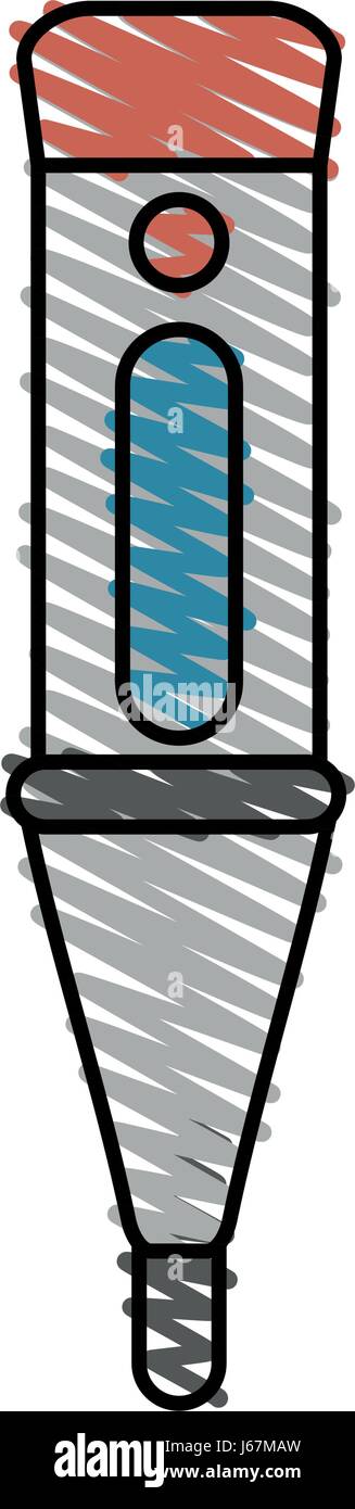 color crayon stripe cartoon digital thermometer with button Stock Vector