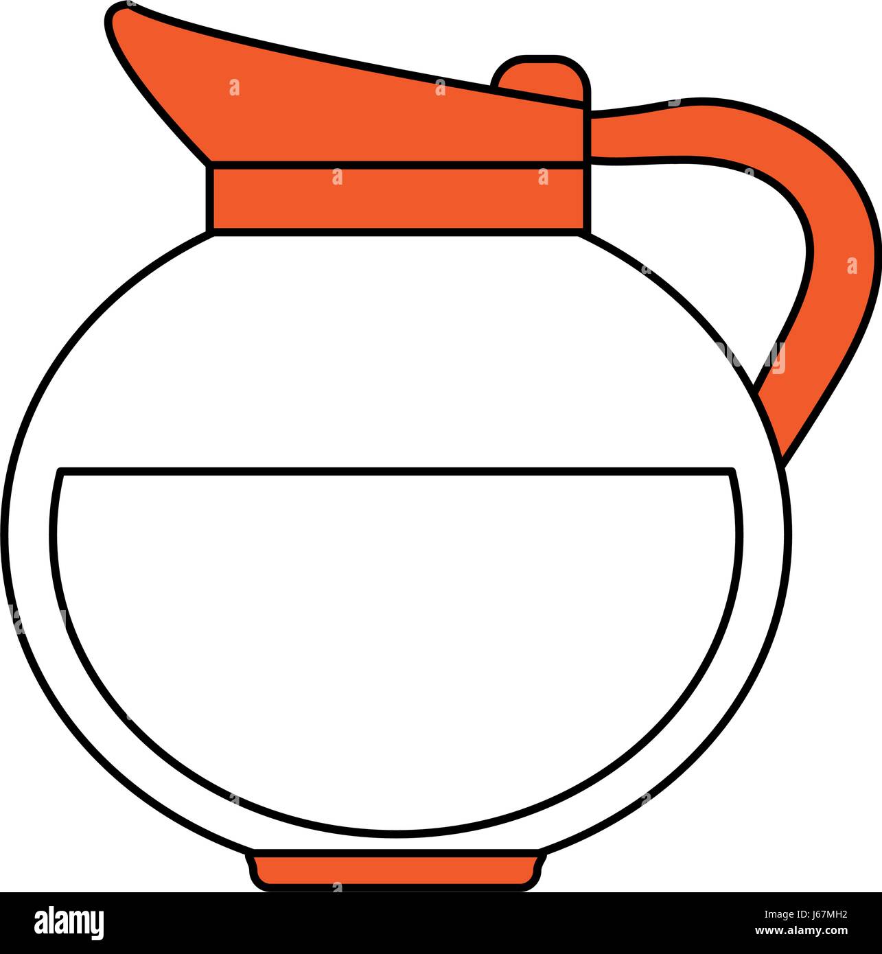 color silhouette image cartoon rounded glass jar of coffee with handle